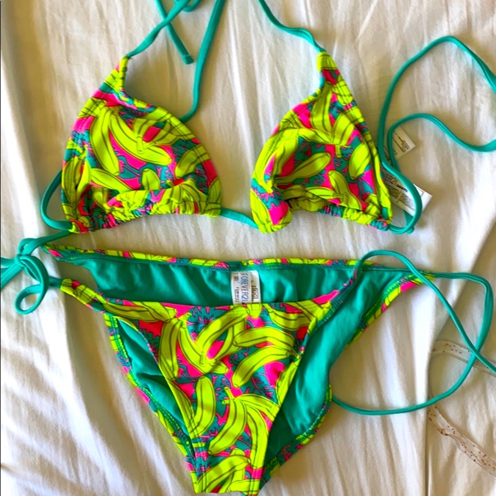 Banana pattern Bikini Top S Bottom M